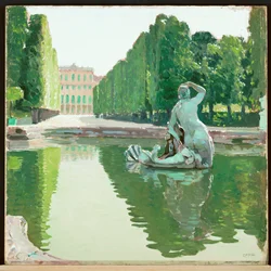 Piękna fontanna w parku Schoenbrunn -1910 ... (obraz na płótnie)