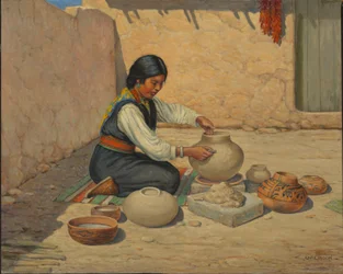 Kobieta Hopi wytwarzająca ceramikę