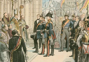 Fryderyk Wilhelm IV, król pruski (1795-1861), w katedrze w Kolonii w 1848 r.