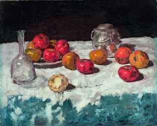 ""Nature morte aux pommes"" (Martwa natura z jabłkami) Peinture de Carl Schuch (1846-1903) 1889 Olej na płótnie Wym. 66,2x81,6 cm Museum Kunstpalast, Dusseldorf