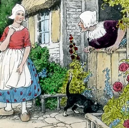 Bracia Grimm - Baśnie - Matka Hulda. Obraz datowany na około 1910 rok. Archiwum Carla Simona