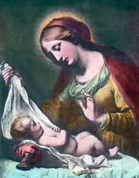 Madonna z Dzieciątkiem. Obraz (niedatowany) autorstwa włoskiego malarza barokowego Carlo Dolci (1616 - 1686). Data powstania obrazu: około 1900 roku. Archiwum Carla Simona