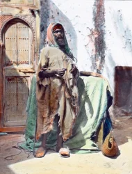 Maroko, niewidomy żebrak w Tangerze, data zdjęcia: około 1910 r. Archiwum Carla Simona