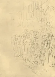 W oczekiwaniu na procesję, połowa końca XIX w., ok. 1924.