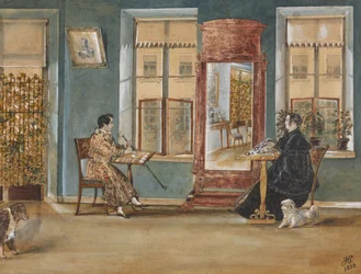 Aktor Nikołaj Osipowicz Dur 1807-1839 ze swoją kobietą w salonie, 1839.