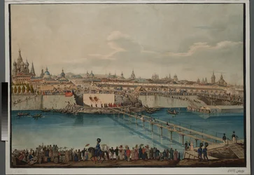 Ceremonia wmurowania kamienia węgielnego pod most Moskvoretsky w Moskwie, 1830 r.