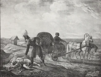 Cesarz Aleksander I pomaga potrzebującej osobie, 1820 r.