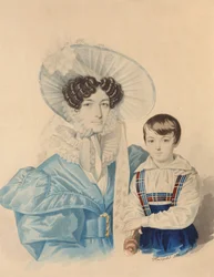 Portret Anny Platonovnej Plautina 1808-1886 z synem, lata 30. XIX wieku.
