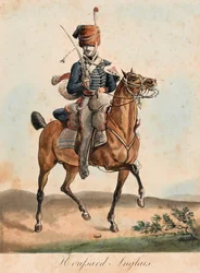 Huzar angielski, c.1815 (akwatinta, kolorowa)