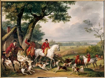 Polowanie w lesie Fontainebleau. Obraz Antoine