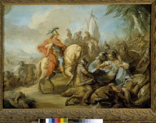 Aleksander i Poros, król Indii, który panował na granicach królestwa Persji, ostatecznie poddał się Aleksandrowi