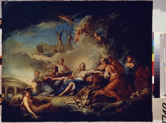Odpoczynek Diany na polowaniu. Obraz Carle Van Loo (1705-1765). Olej na płótnie, 65 x 80,5 cm