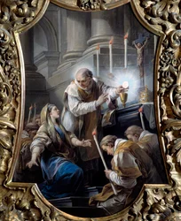 Cud Hostii Obraz Carle van Loo (1705-1765) XVIII-wieczne Lyon musee des Beaux Arts