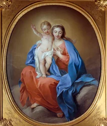 Dziewica i Dzieciątko Jezus. Olej na płótnie. Obraz Carle Van Loo (1705 - 1765)