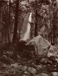 Dolny Yosemite Fall, 1600 stóp, ca. 1872, wydrukowany ca. 1876.