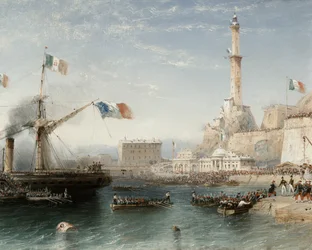 Francuskie oddziały lądują w Genui w kwietniu 1859 roku (tempera)