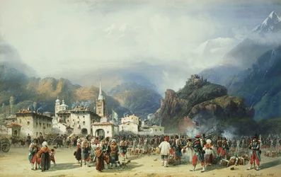 Wojna we Włoszech: Susa, Mont Cenis, Biwak z oddziałami francuskimi, 1859