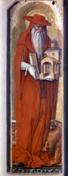 Święty Hieronim w stroju biskupa (czapka). Predelle Demidoff autorstwa Carlo Crivelli (1430/35 - 1494). 1476.