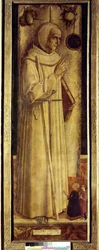 Santiago de la Marche (1394-1476) i klęczących dwóch darczyńców (czasami błędnie mówi św. Bernardyn ze Sieny). Obraz Carlo Crivelli (1435-1495)
