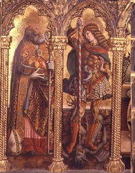 Św. Mikołaj i Św. Michał, fragment z poliptyku San Martino (tempera na desce) (zob. 76669)