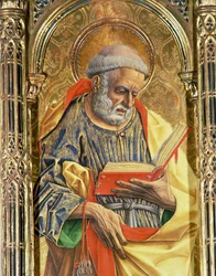 Św. Piotr, fragment z poliptyku SantEmidio, tempera z 1473 r. na fragmencie deski z 76636