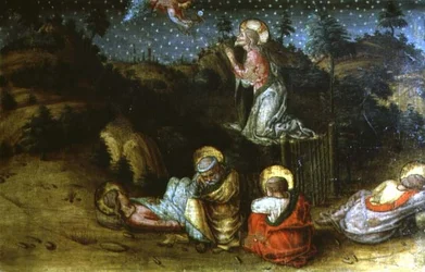 Agonia w ogrodzie, lewy panel predella z poliptyku San Silvestro