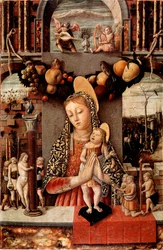 Dziewica pasyjna Detrempe na desce autorstwa Carlo Crivelli (1430 / 35-1494 / 1500) ok. 1460 r. Rozmiar 71x48 cm Werona, Muzeum Castelvecchio