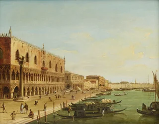 Der Dogenpalast w Venedig mit Riva degli Schiavoni