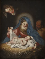 Narodzenia - Narodzenia, autorstwa Maratty (Maratti), Karola (1625-1713). Olej na płótnie. Wymiary: 28x21 cm. Muzeum Narodowe w Sztokholmie