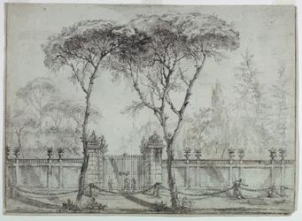 Rysunek, Przy bramie willi, 1770-86