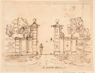 Rysunek, projekt bramy willi, 1750-55