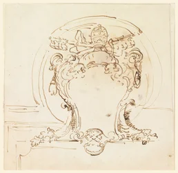 Rysunek, rozeta papieska, 1740-58