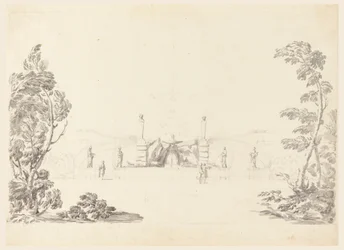 Rysunek, szkic fontanny w parku, 1740 r.