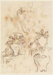 Rysunek, szkice ram i rozet, 1758-69