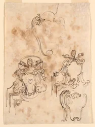 Rysunek, szkice ram i rozet, 1758-69