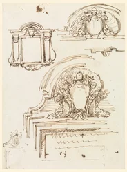 Rysunek, szkice ram do zakrystii kościoła św. Piotra, 1740-58