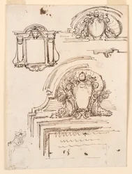 Rysunek, szkice ram do zakrystii kościoła św. Piotra, 1740-58