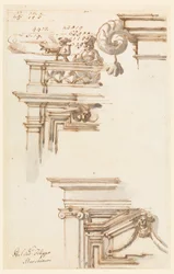 Rysunek, dwie skrzynie drzwiowe, 1750-75