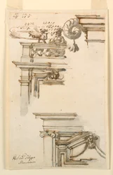 Rysunek, dwie skrzynie drzwiowe, 1750-75