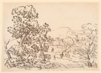 Rysunek, zalesiony krajobraz, 1750-1770