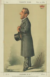 Hrabia Shaftesbury, On nie jest taki jak inni ludzie, ponieważ nigdy nie ma na niego wpływu motyw partii, 13 listopada 1869, rysunek Vanity Fair