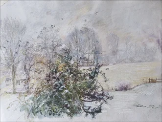 Zima z naszego okna, 2009 (pastel i wc na papierze)