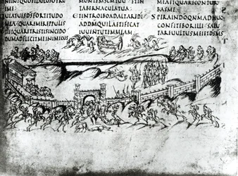 Ilustracja różnych scen z Psalmu 43, w tym wersetu „Obudź się, dlaczego śpisz, o Panie?”, z Psałterza Utrechckiego, kopia oryginału z Reims, obecnie w Bibliotece Uniwersyteckiej w Utrechcie