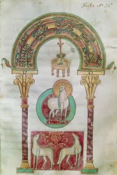 Ms CCII fol.35r Agnus Dei, ilustracja Baranka Bożego z Etymologiae autorstwa Izydora z Sewilli