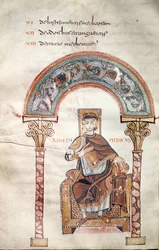 Pani CCII fol.91v Apollo Medicus, z Etymologiae przez Izydora z Sewilli
