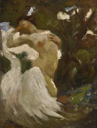 Leda i łabędź (olej na płótnie)