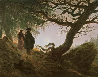 Mężczyzna i kobieta kontemplujący księżyc, autorstwa Caspara Davida Friedricha (1774-1840)