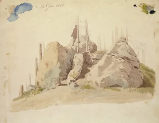 Rock and Tree: niedokończone studium, 12 lipca 1810 (toaleta i ołówek na papierze)