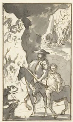 Don Quichotte i Sancho Pansa przejeżdżają obok kuźni Projekty do piątego tomu Histoire de l