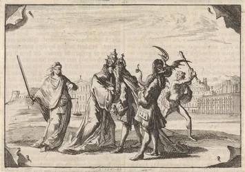 Karykatura o bitwie Ludwika XIV z papieżem Innocentym XI, 1687